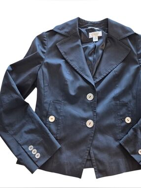Talbots Black Single Breasted Blazer With Silver Button Detail Size 2 Petite